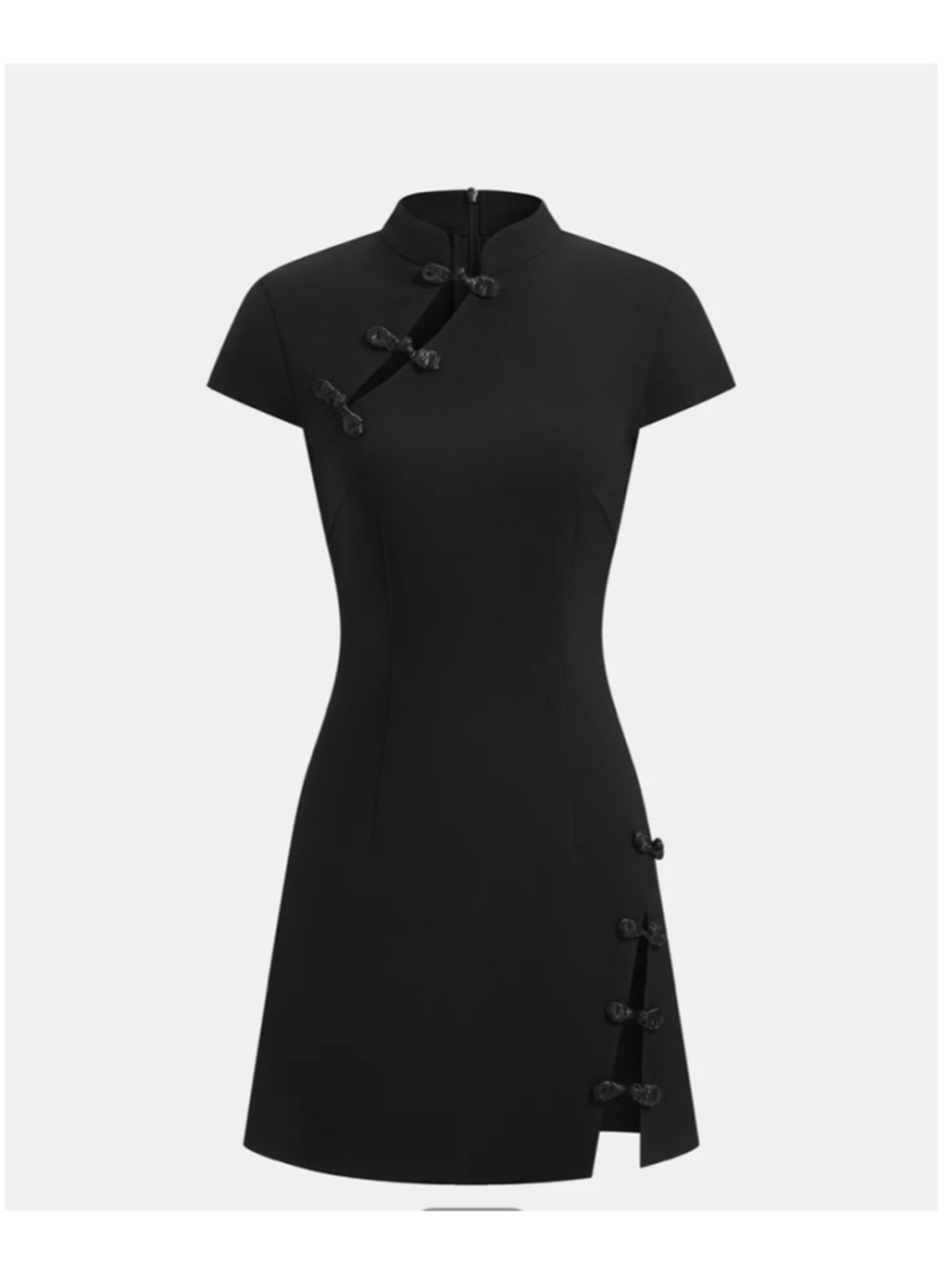 Commense Mandarin Collar Frog Button Mini Dress S LBD Party Date Cocktail